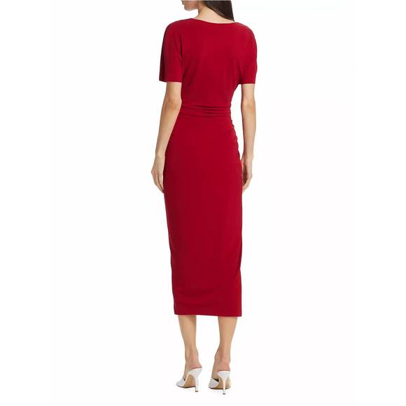 NEW JASON WU shirred jersey dress with slip in red - Picture 3 of 5